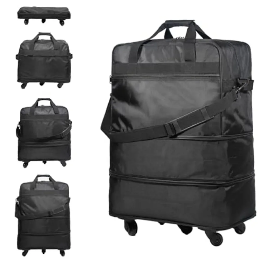 

Suitcases with Wheels, Expandable Foldable Luggage Bag, Collapsible Rolling Travel Bag for Men Women, Lightweight Duffel Bag wi
