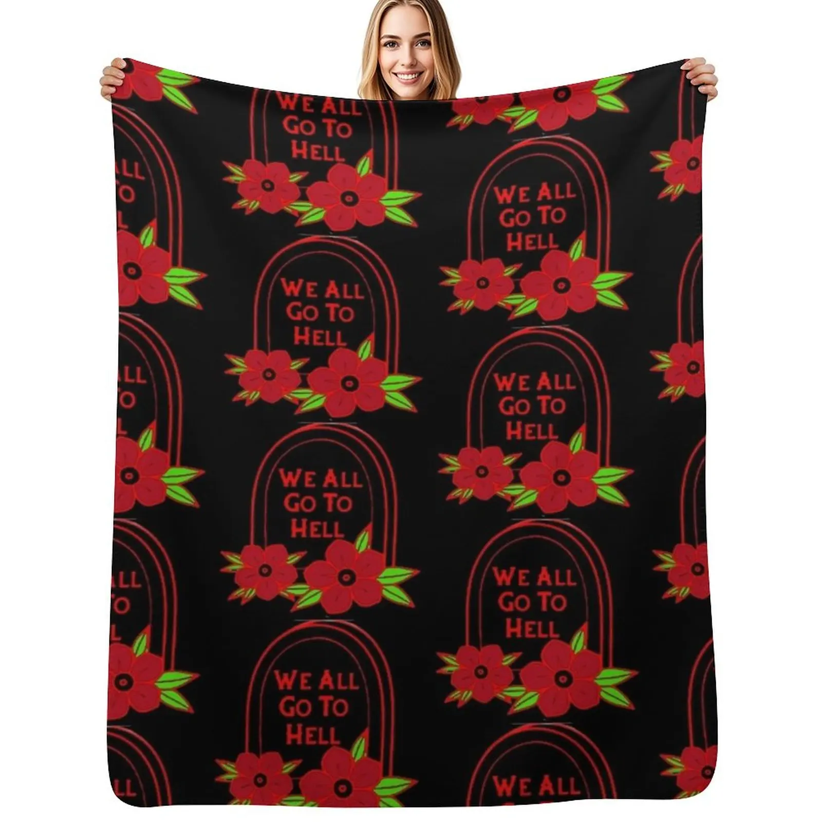 

We All Go To Hell Throw Blanket Thermals For Travel sofa bed anime Blanket