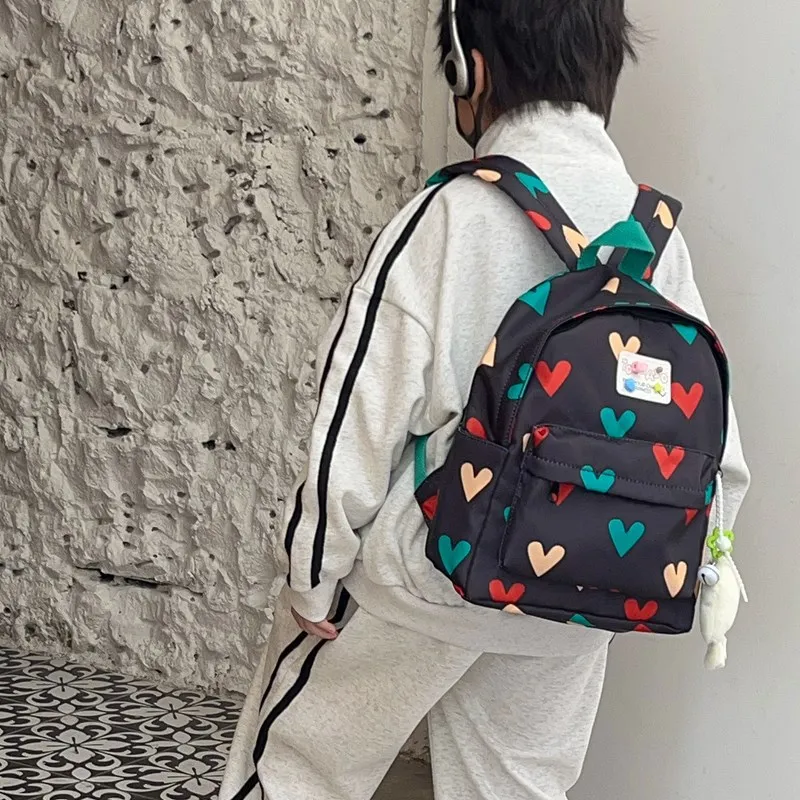 Mochila escolar cru doce amor meninos e meninas mochila impermeável náilon passeio crianças mochila leve kawaii