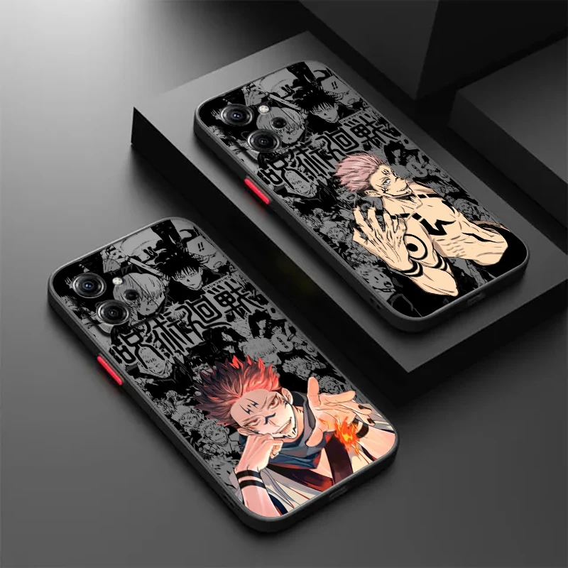 Anime Jujutsu Kaisen Cartoon glassato traslucido per Redmi Note 13 12 12S 12T 11 11T 11E 10 10S 9 Pro Plus 5G Cover Phone Case