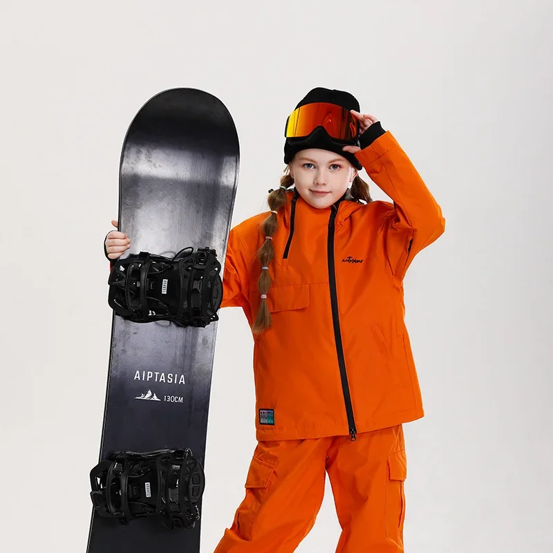 2025 New Children's Skiing Clothes Boys Outdoor Breathable Warm Windproof Double Board Girls' Leisure Sports Loose Skiing Jacket