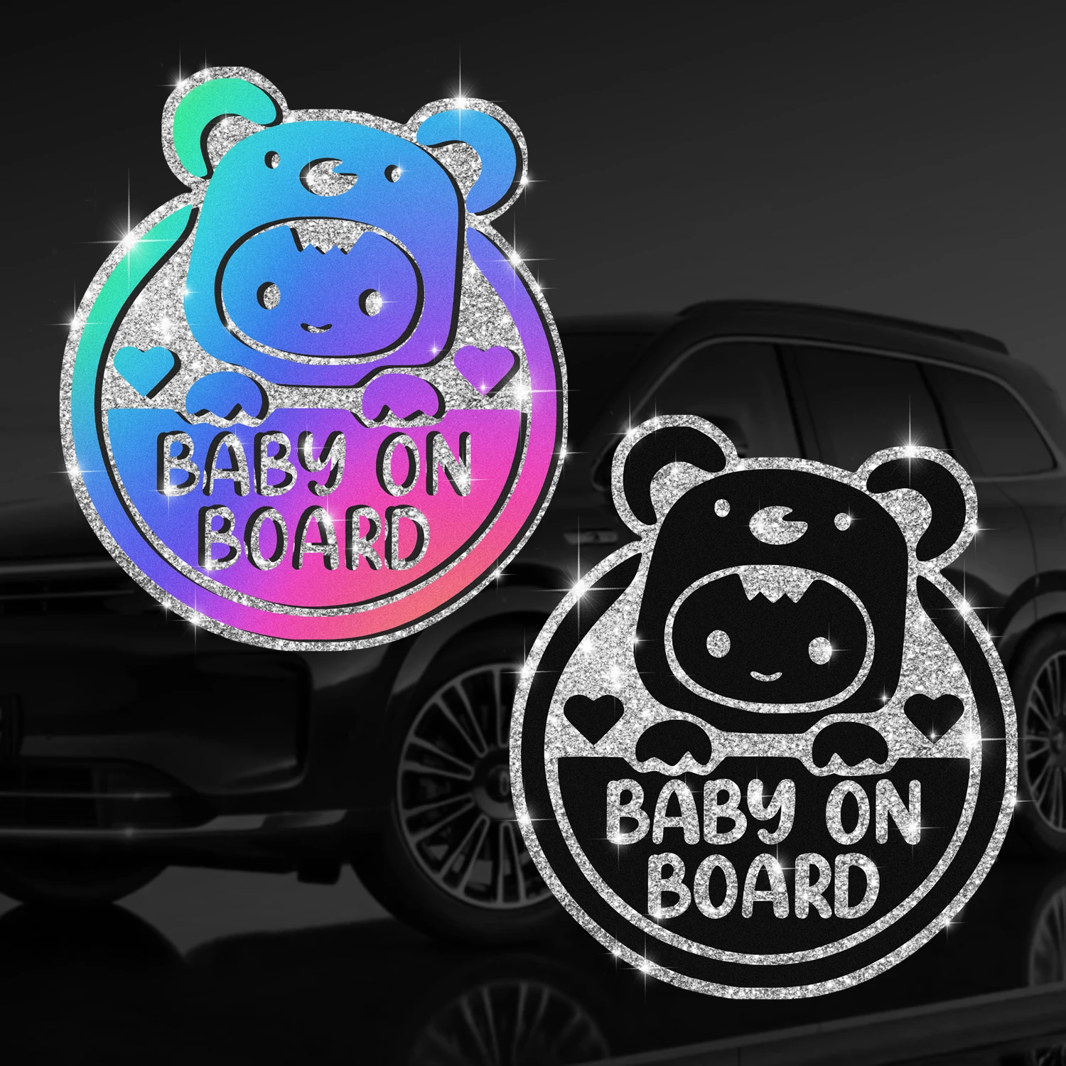 

car sticker BABY ON BOARD Sparkling Cute Cartoon Bear Self Adhesive Vinyl For Car Truck Motorcycle Bumper Window Auto