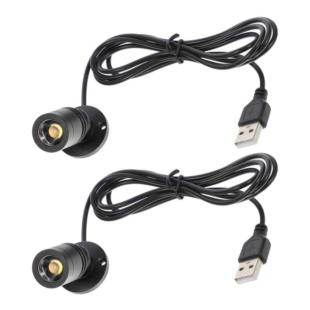 

2Pcs USB Powered Small LED Spotlight Mini Cabinet Jewelry Light Adjustable Angle Display Counter Light Indoor Spotlights