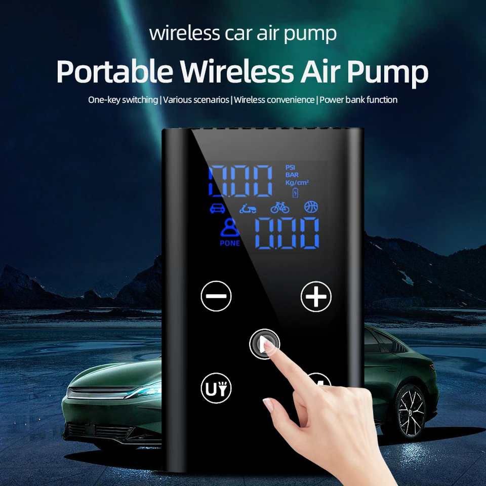 Smart Digital Tire Inflator E-ACE Portable Air Compressor Pump Wireless Rechargeable for Car Ball Compact Design High Pressure