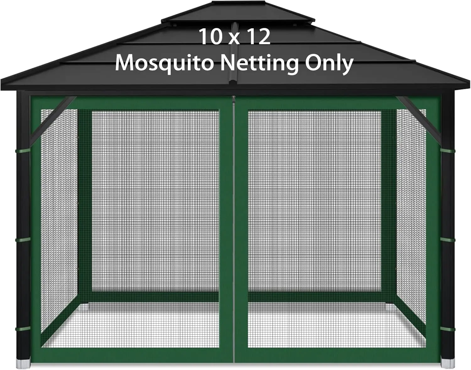 

Gazebo Replacement Mosquito Netting Outdoor Universal Gazebo Canopy 4 Panels Screen Sidewalls with Zipper for Patio Garden (Gree