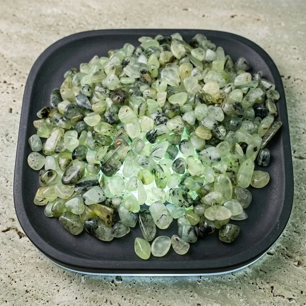 Natural Green Prehnite Tumbled Stones Chips, Chiltonite Gravel Crystals, Reiki Healing Minerals for DIY Craft Aquarium