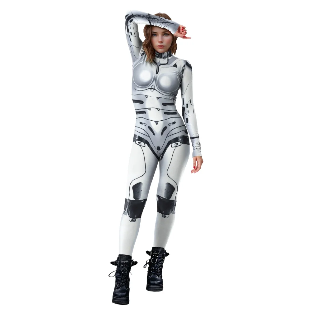 

New Adults Steampunk Bodysuits The Future Robot CyberPunk Jumpsuit Halloween Holiday Party Cosplay Costume Alien Rompers Zentai