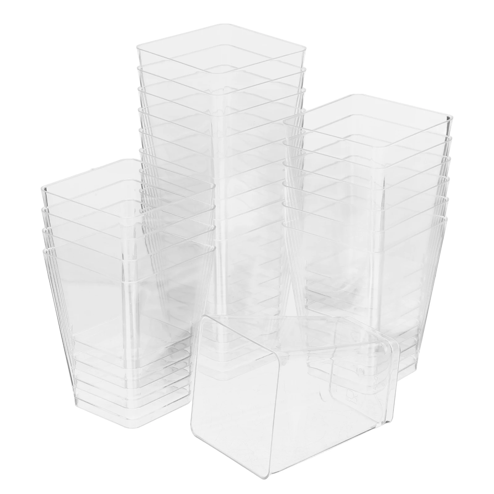 

50 Pcs Clear Dessert Cups 150ml Material Multi function Tiramisu Mousse Square Portable Transparent Pudding Household Party