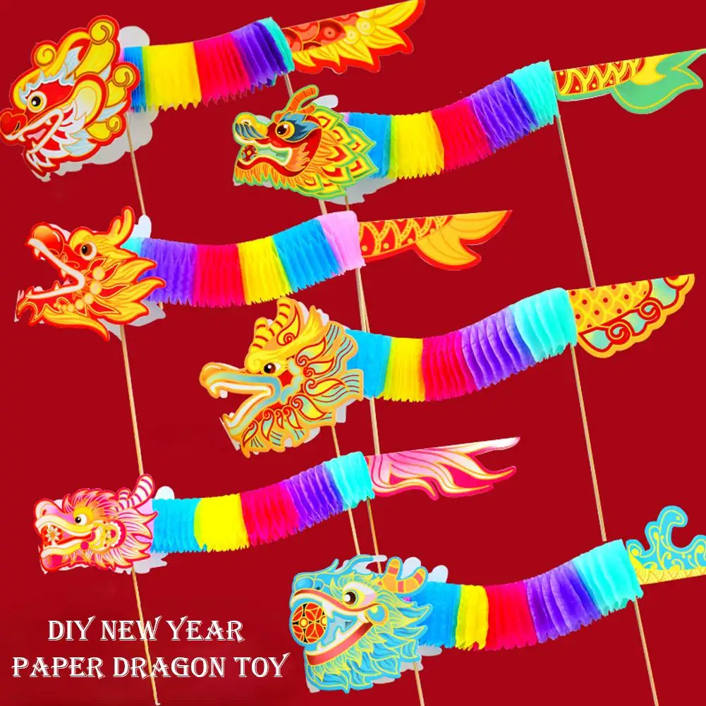 New Year Paper Dragon Toy Craft Art DIY Dragon Dance Lion Dance Folk Art Festival Party Small Props, Atmosphere Decorations