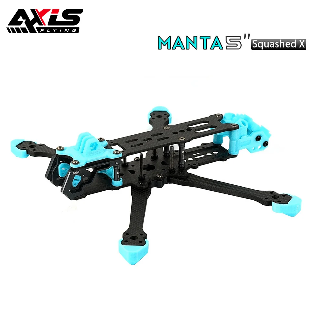 Axisflying MANTA 5 inch Carbon Fiber Squashed X Frame Kits 238mm Wheelbase 5mm Arm Thickness for RC FPV 5inch Freestyle Drone