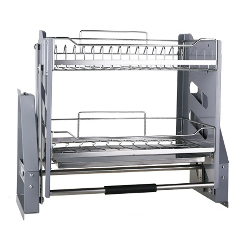 Qwinn 2026-304 stainless steel Kitchen Hanging cabinet dishes pull basket double layer Damping hydraulic lifting drawer - view 3