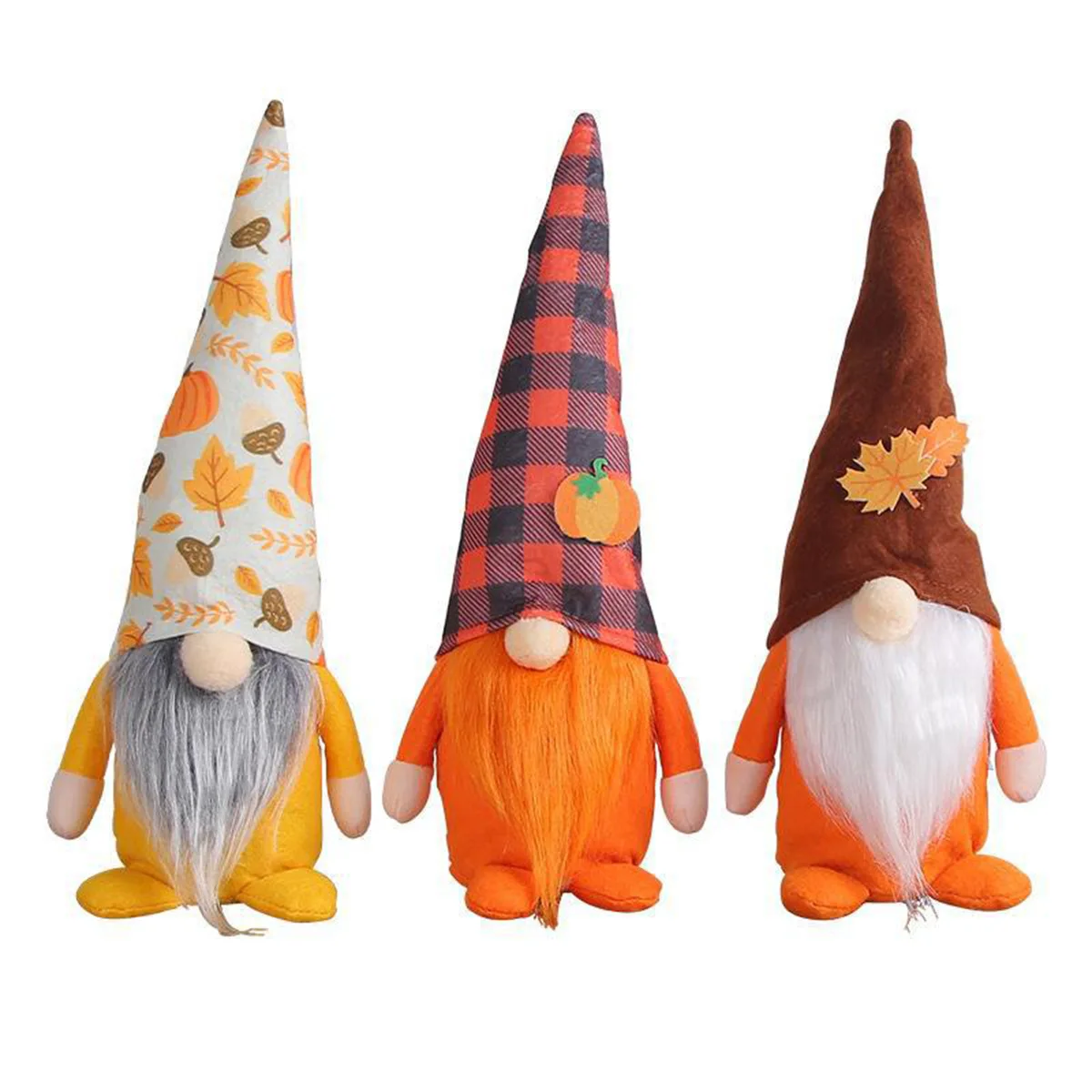 Harvest Festival Thanksgiving Faceless Old Man Rudolph Standing Figure Maple Plaid Pumpkin Hat Doll Long Beard Plush Decoration