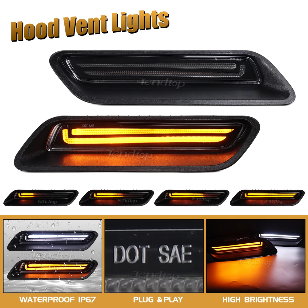 For Dodge RAM 1500 2010-2018 1500 classic 2019-2022 white DRL Dynamic amber turn signal LED sprot hood Light decorative grille