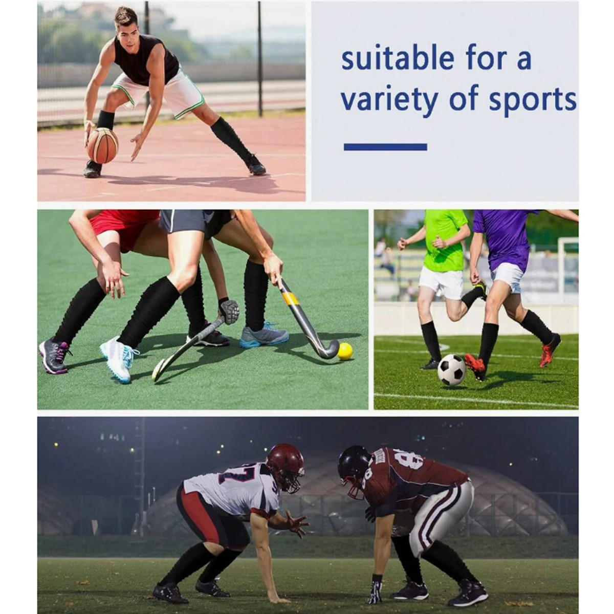 1 Pair Leg Sleeves to Accompany Grip Socks Calf Compression for Soccer, Football, Basketball, Match Your Team Kit