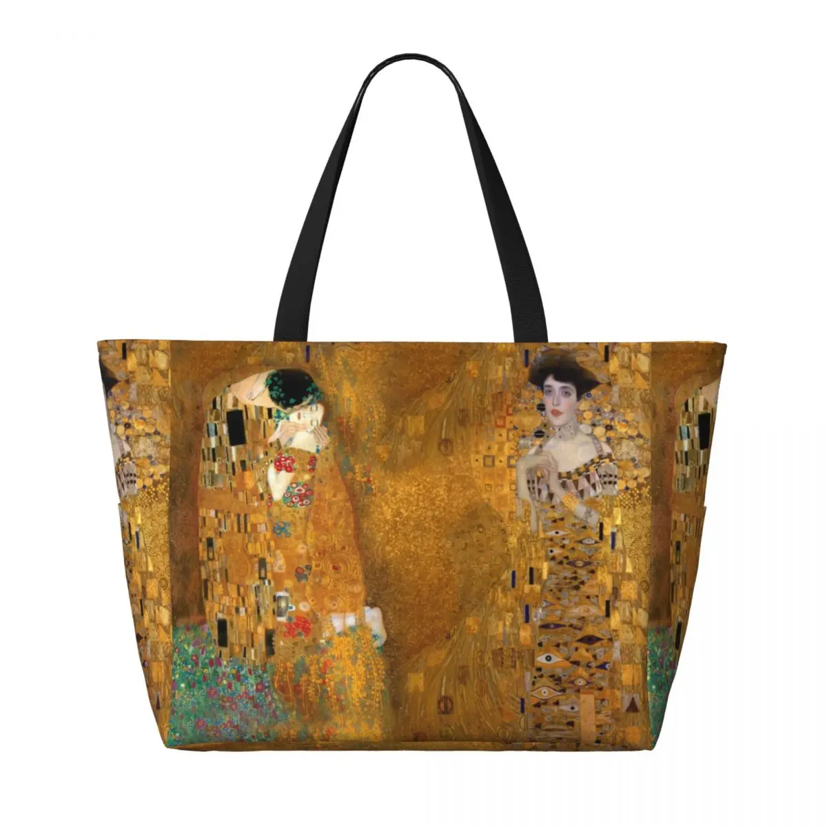 Custom Woman In Gold Tote Bag Women Big Capacity The Kiss By Gustav Klimt Gym Beach Travel Bags