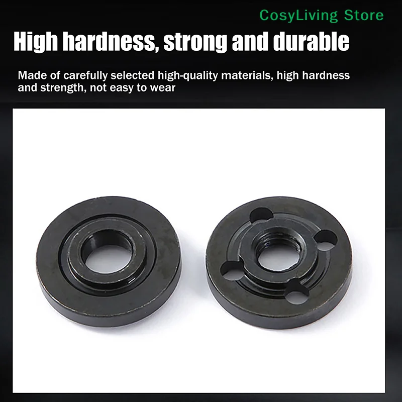 1Pair Black Metal Angle Grinder Pressure Plate Inner Outer Flange Nut Thread Replacement Tools For 20MM 22MM Bore Cutting Discs