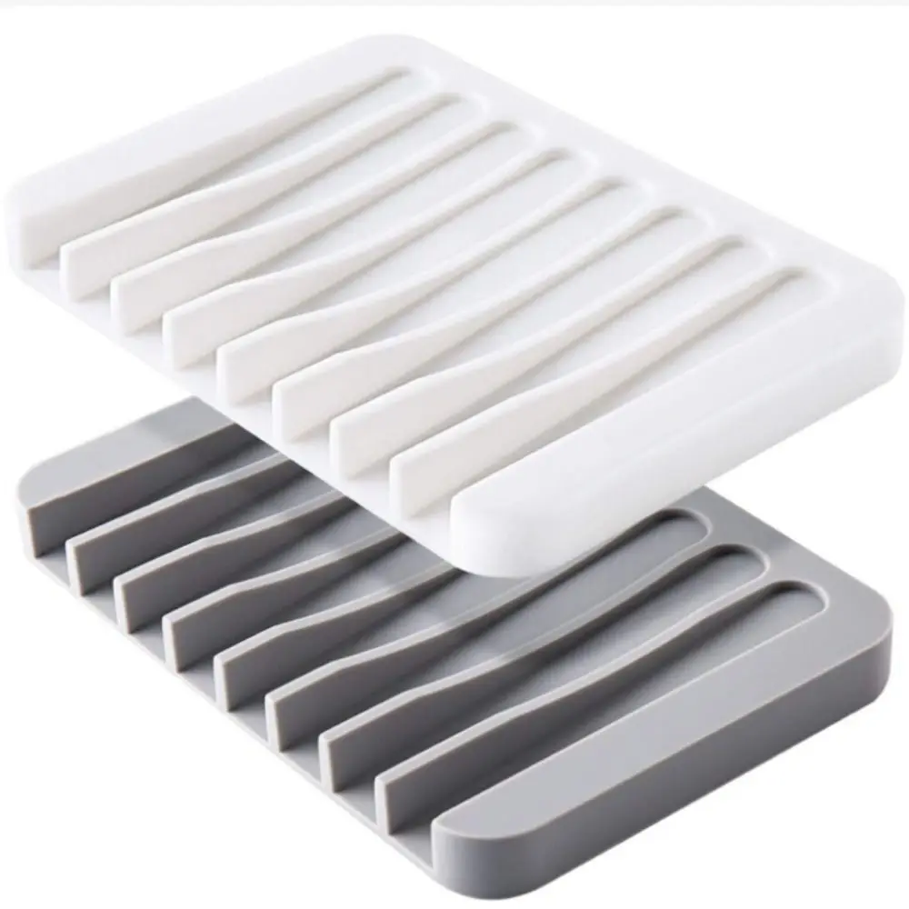 

2Pcs Self Draining Soap Dish Holder Creative Silicone Soap Plate Portable Waterproof Soap Saver Tray Bathroom Accessories
