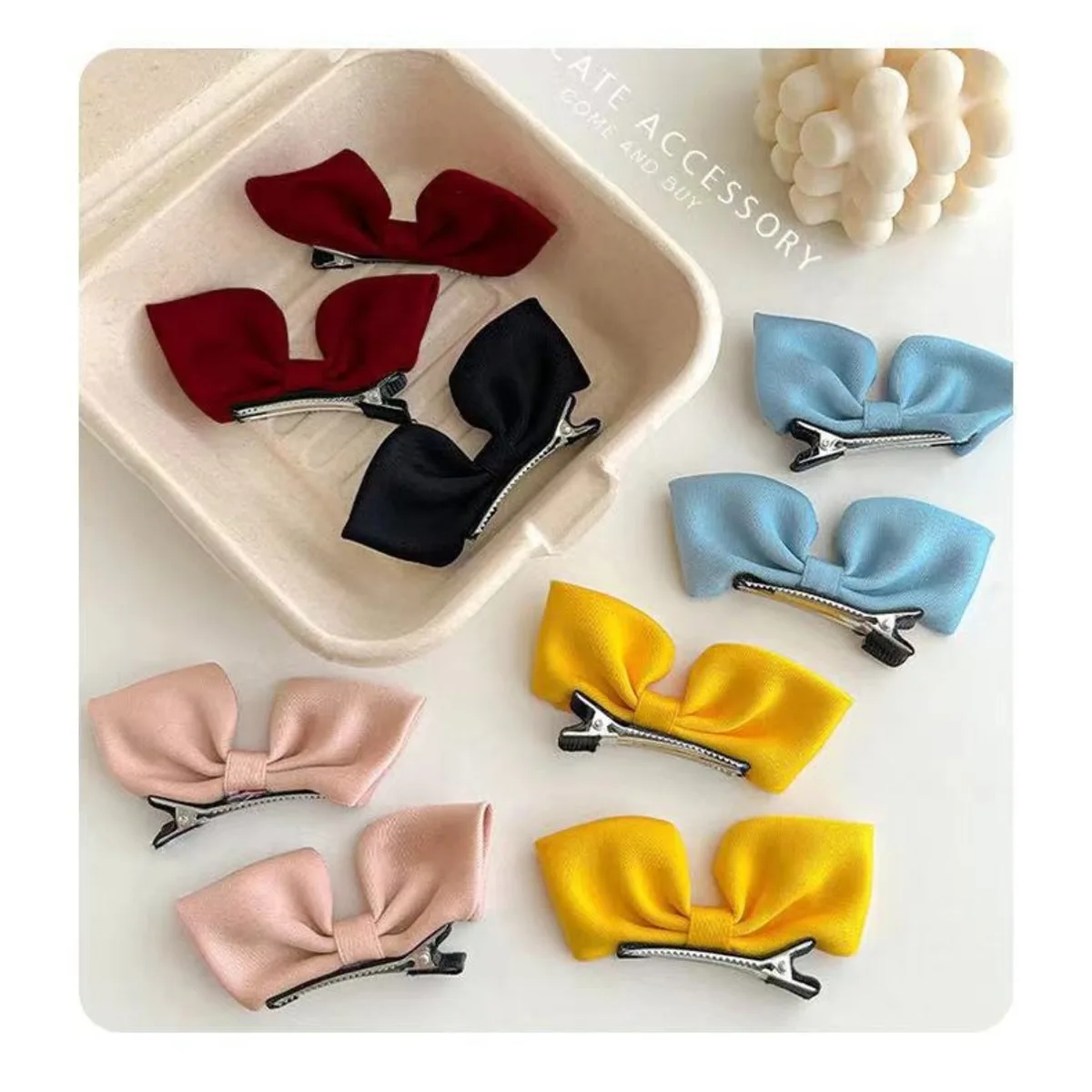 2 قطعة ثلاثية الأبعاد النسيج Bowknot مقاطع الشعر للطفل الفتيات الأميرة الأساسية تكدرت الجانب المشابك غير سامة لطيف إكسسورات شعر الأطفال