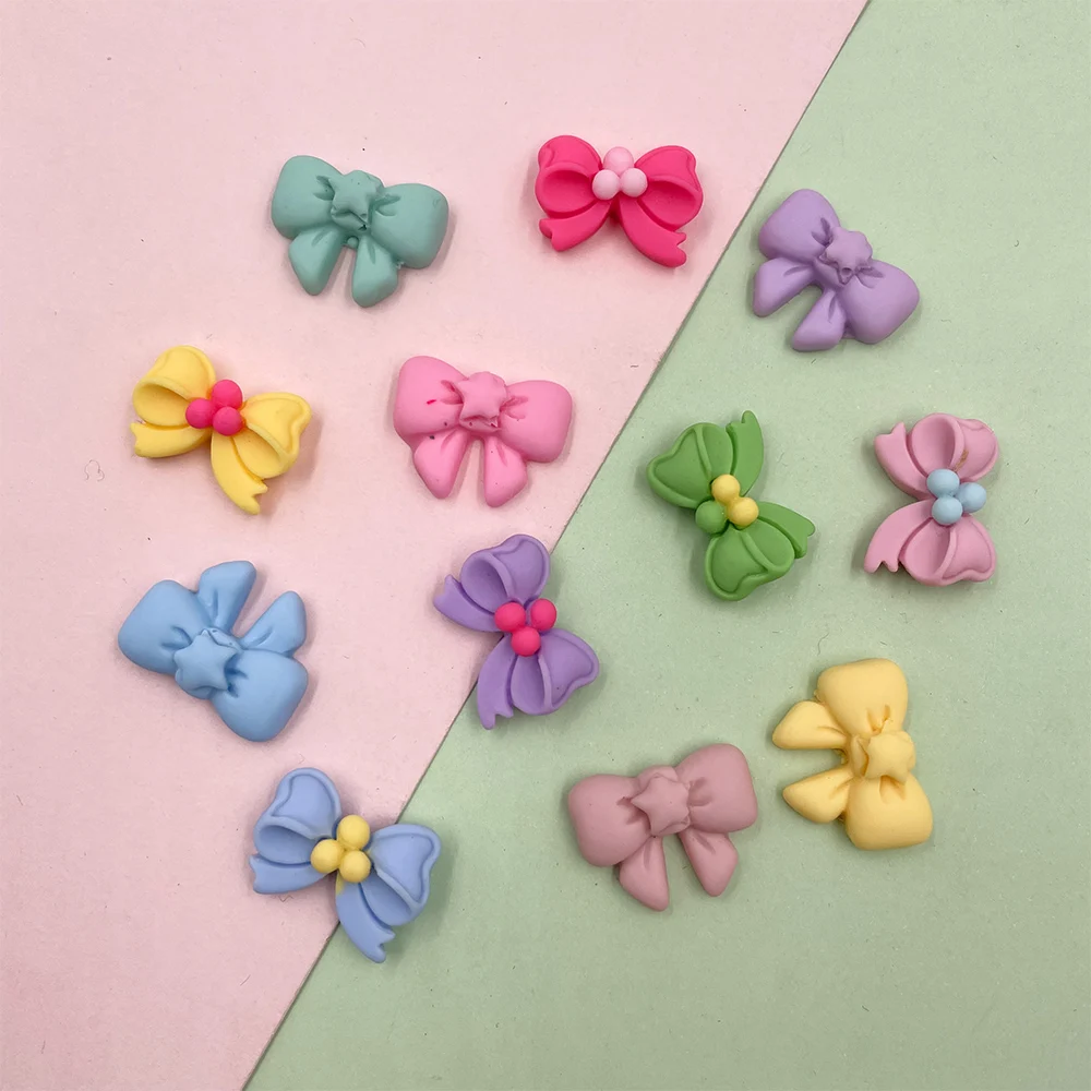 20Pcs Kawaii Cute Mini Bowknot Flatback Resin Cabochon Scrapbooking Hair Bows Center Accessories DIY Phone Case Decoration Craft