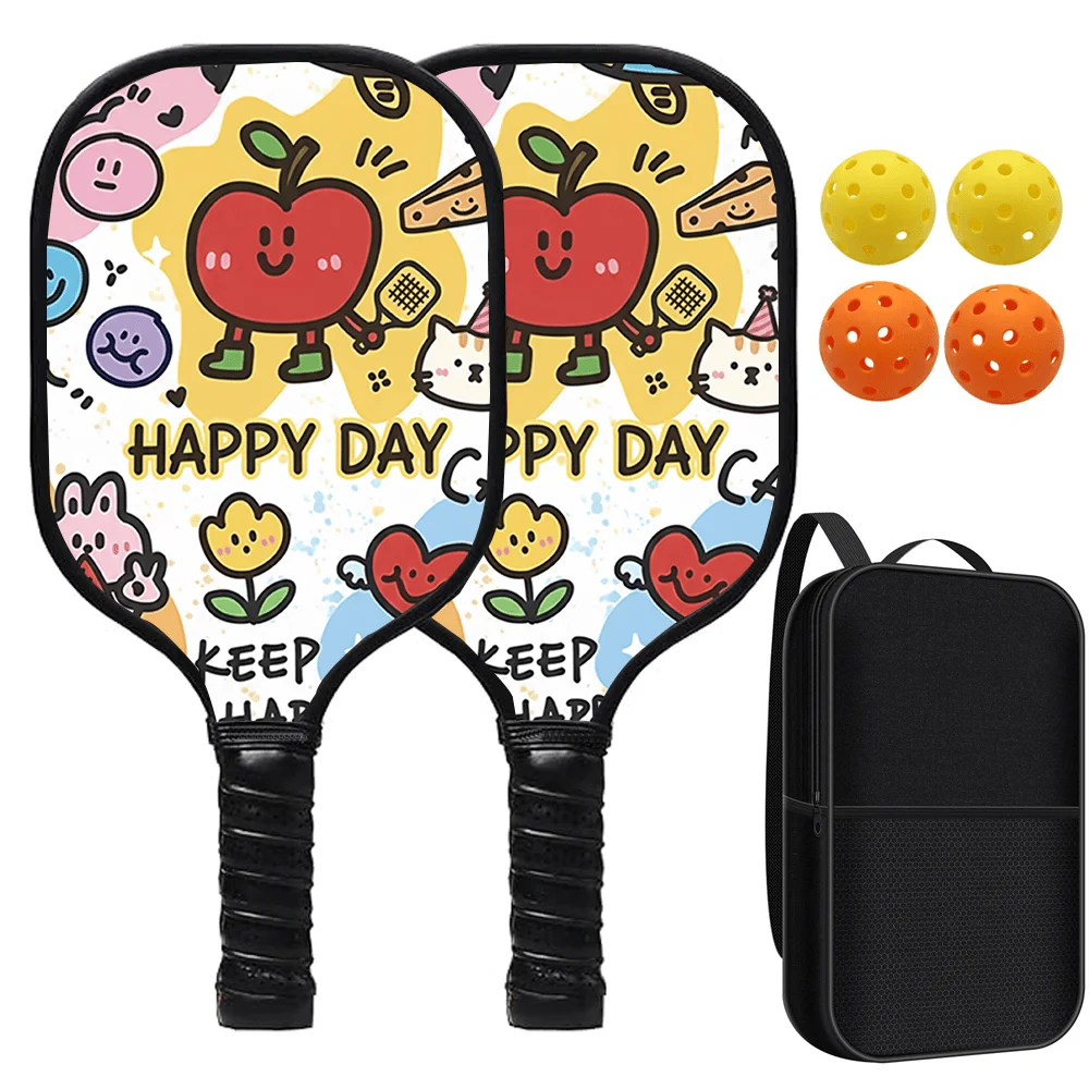 

Набор из 2 ракеток для пиклбола с 4 мячами и сумкой, стекловолоконные ракетки с сотовой сердцевиной, противоскользящая рукоятка, для занятий спортом на открытом воздухе