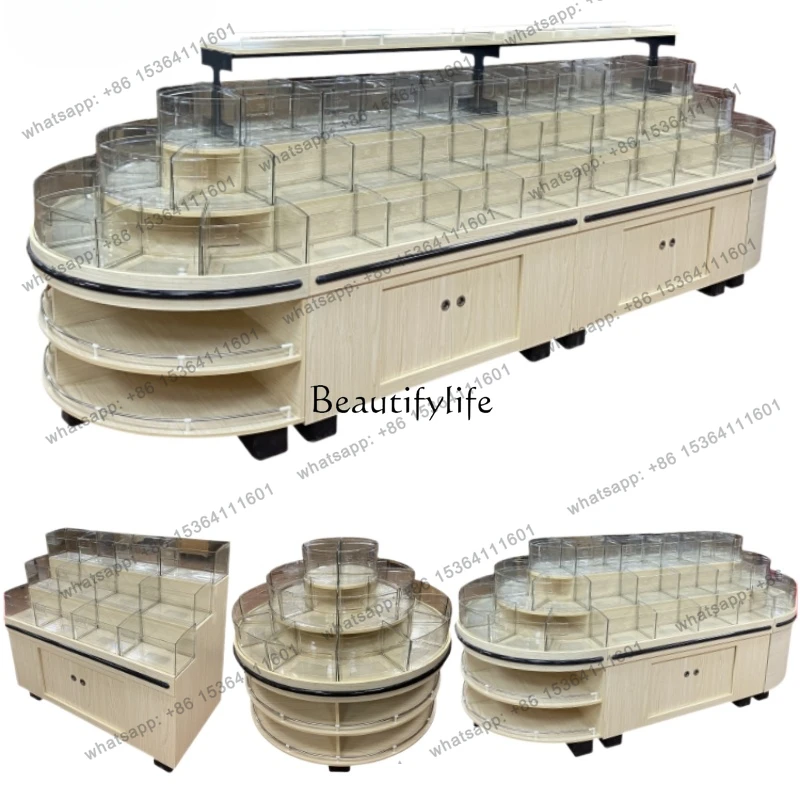 yj58 Supermarket Double-Sided Three-Layer Bulk Scale Food Display Container round Shelf