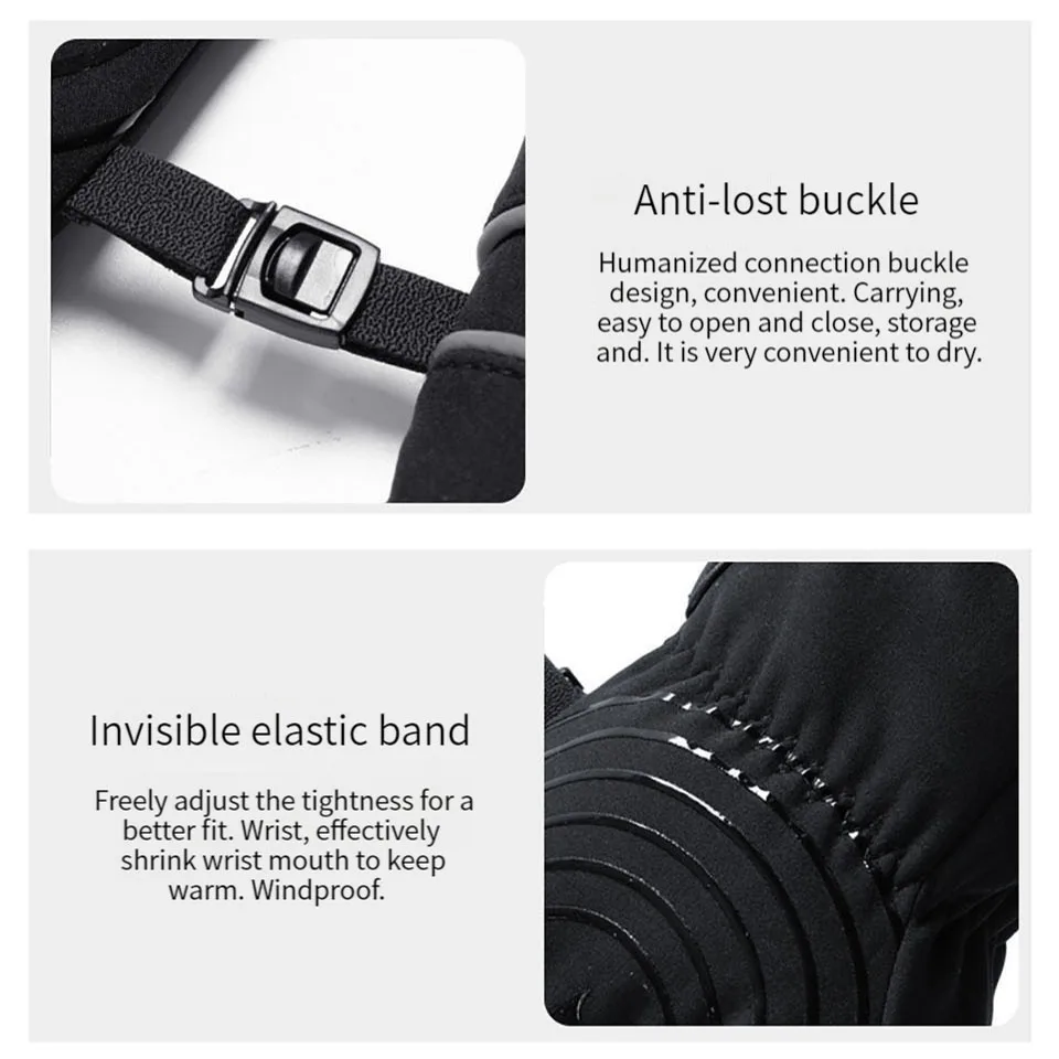 GOBYGO 1 Pasang Sarung Tangan Ski Musim Dingin Layar Sentuh Tebal Anti-selip Sarung Tangan Sepeda Tahan Angin Tahan Dingin Olahraga Luar Ruangan Pria Wanita