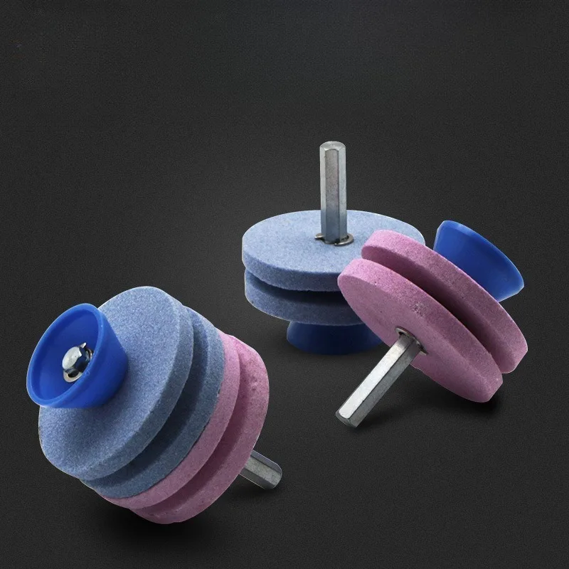 Double Layer Lawn Mower Sharpener, Grinding Wheel Sharpening Stone, Wear Resistant Grinder Tool for Lawn Mower Blade Polishing
