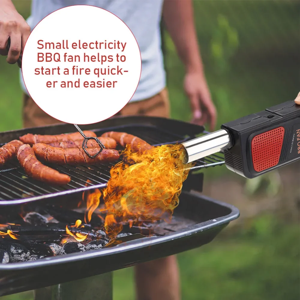 BBQ Fan Air Blowers Handheld Electric Bentilator Bellows for Barbecue Outdoor Camping Picnic Barbecue Cooking Tool