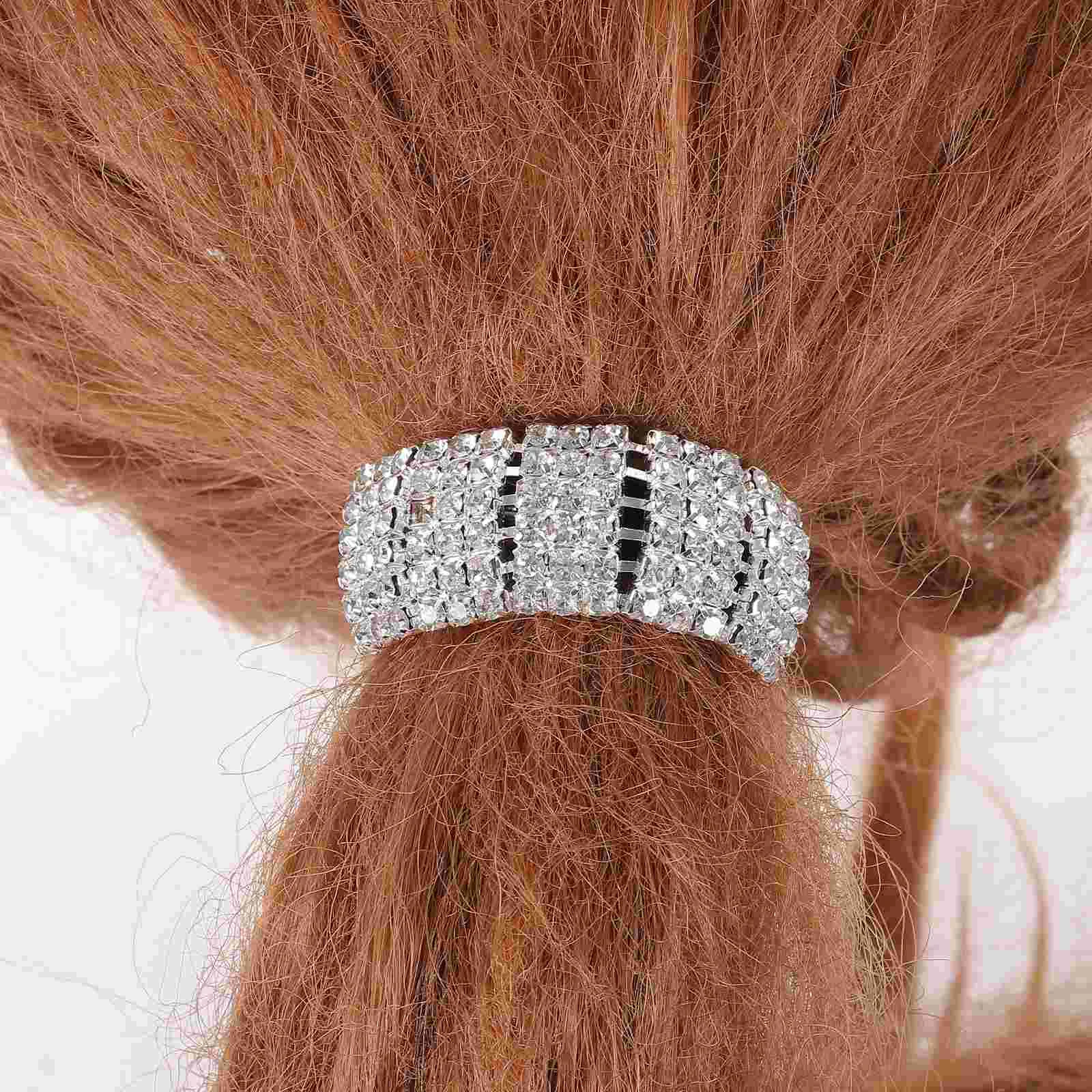 Dense Miss Girl Hair Accessories Girls Rhinestone Ponytail Holder Stretch Elastic Band Bracelet