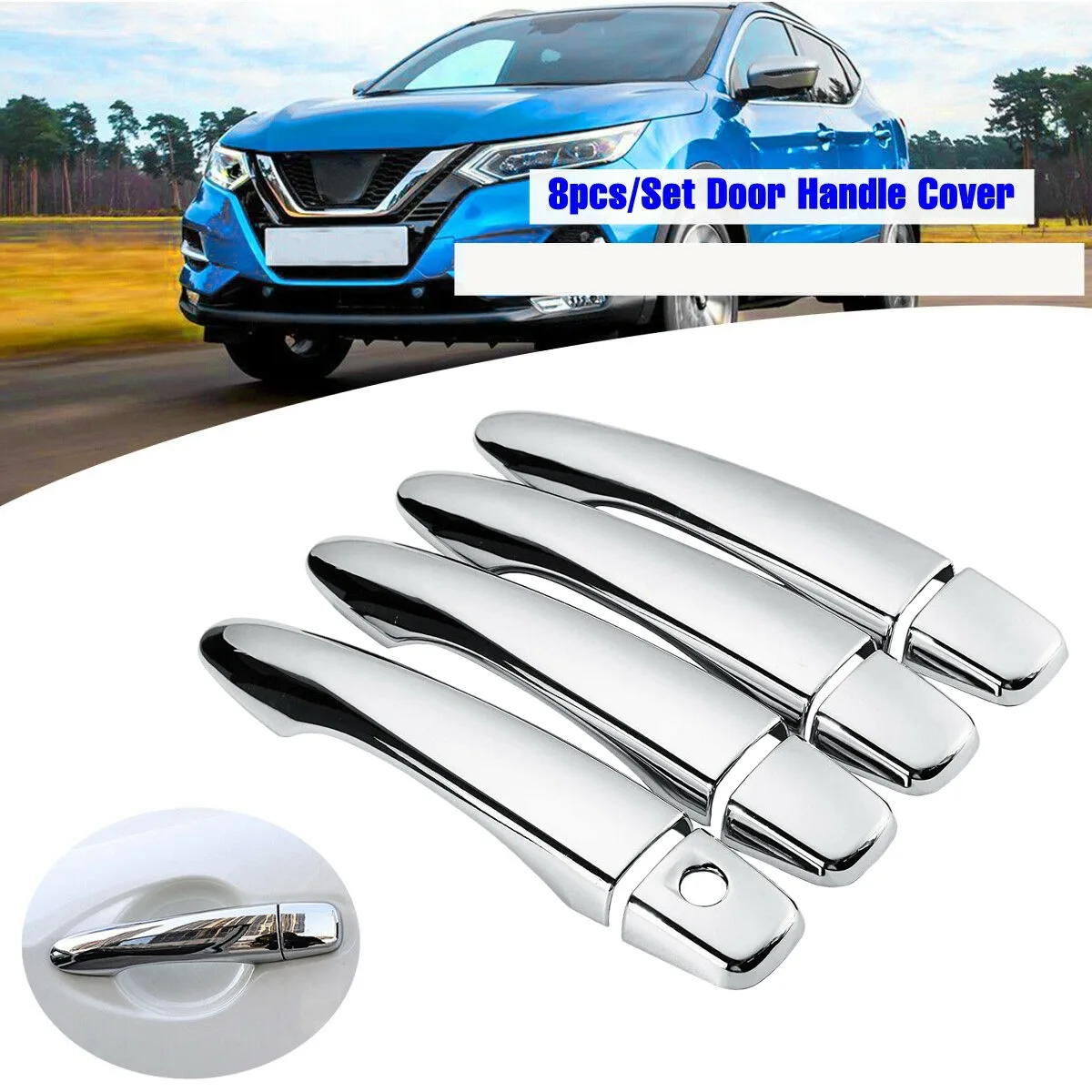 8Pcs Chrome Door Handle Cover Trim for Nissan Qashqai J11 2014-2019