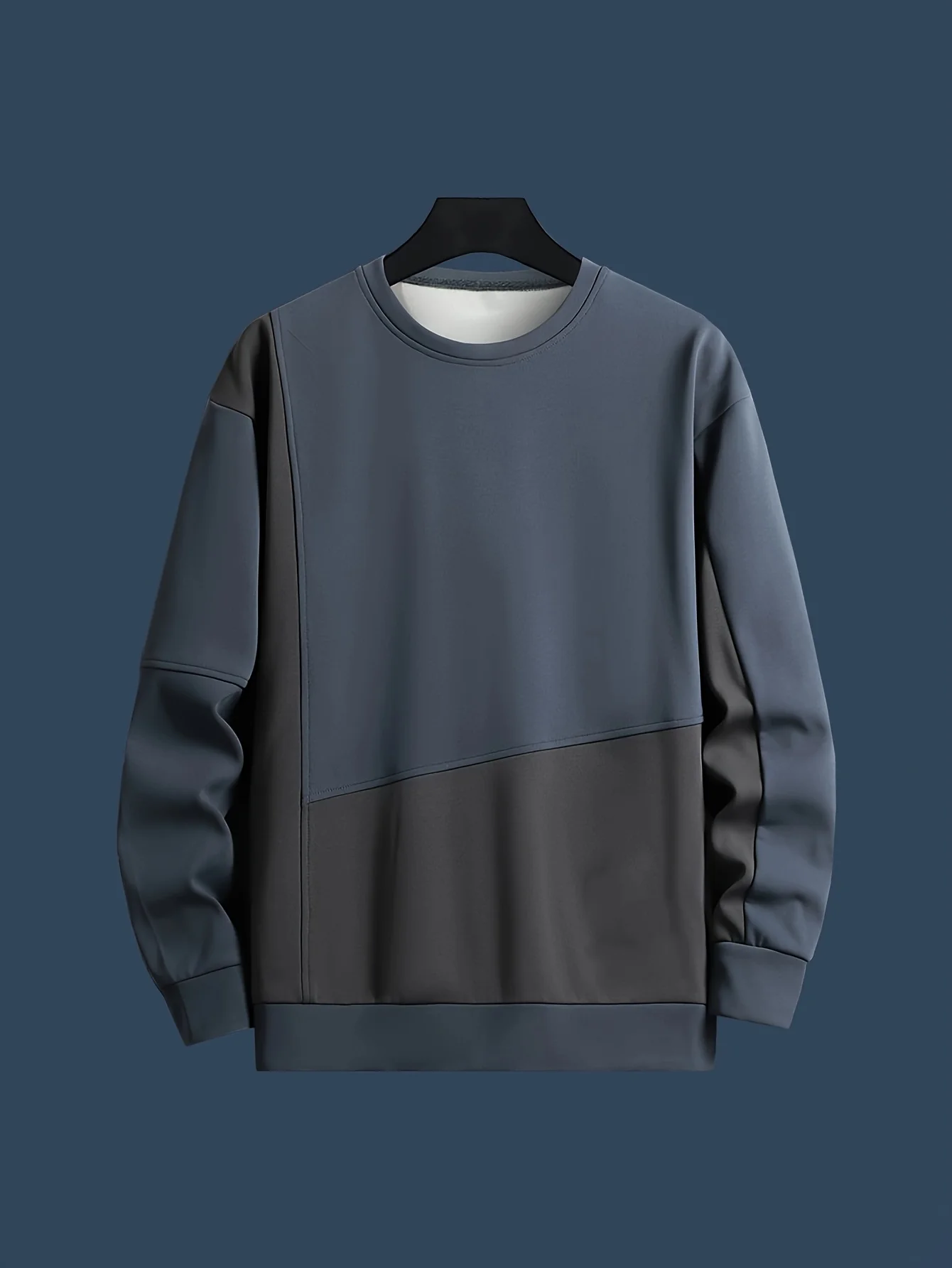 

Men's patchwork round neck hoodie, a must-have casual loose outer garment for spring and autumn