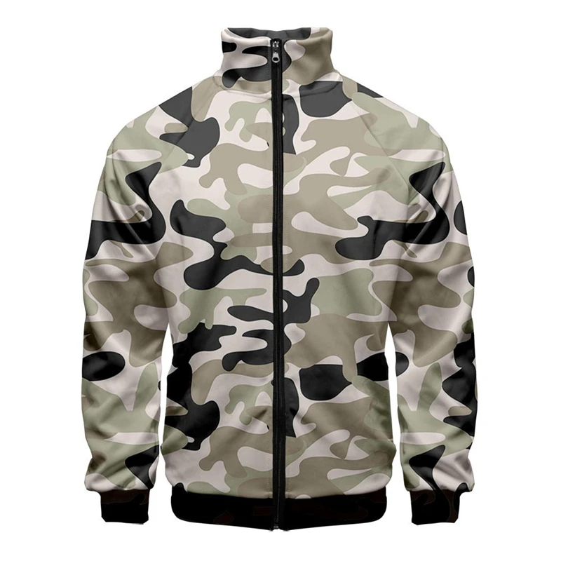 

3D Printed Camouflage Zipper Jacket Fashionable Men's Trendy Clothing Casual Oversized Baggy Streetwear Clothing Male Coats Top