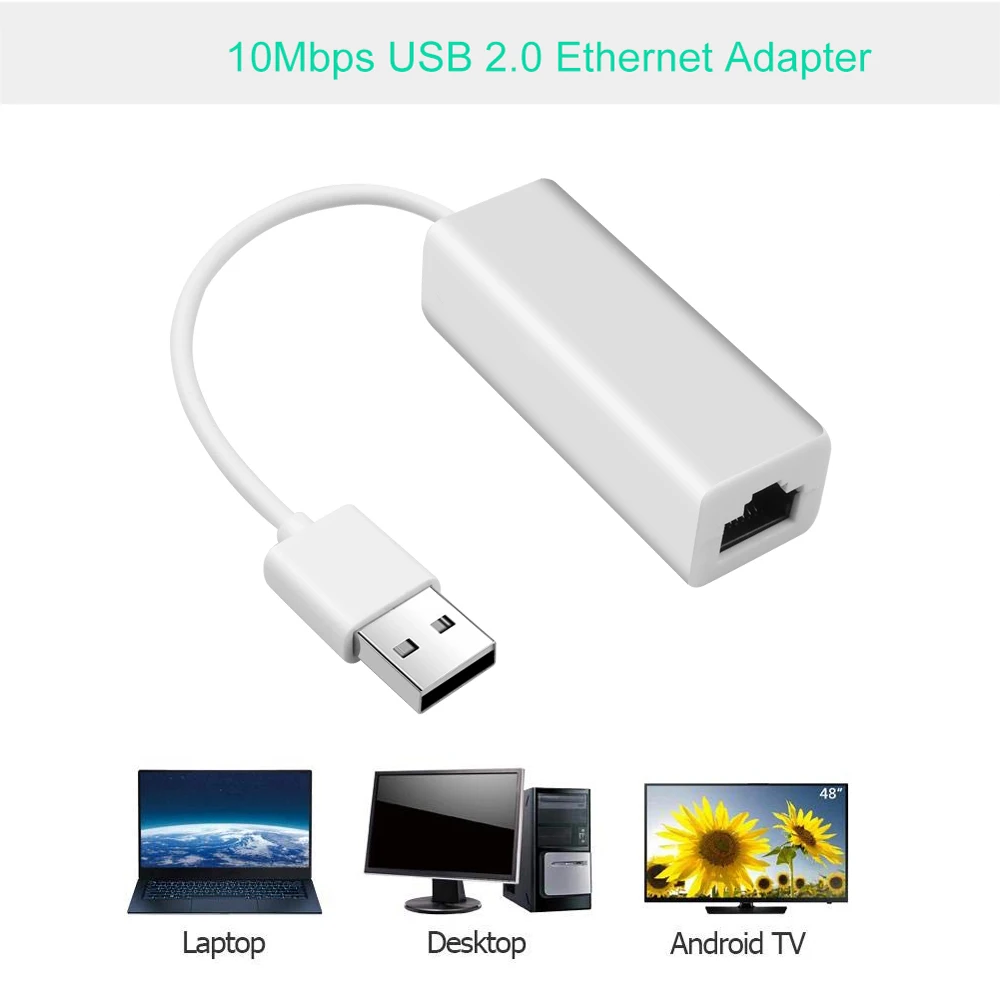 Tarjeta de red USB 2,0 a Ethernet RJ45, adaptador LAN de 10Mbps, supervelocidad USB 2,0 a RJ45 para PC, portátil y de escritorio