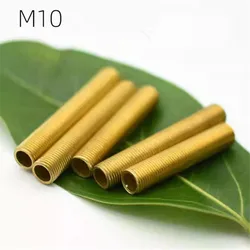 Tubo conector de latón M10, tubo de diente de cobre, tubo roscado métrico, accesorios de luz huecos, accesorios de iluminación, varilla dentada