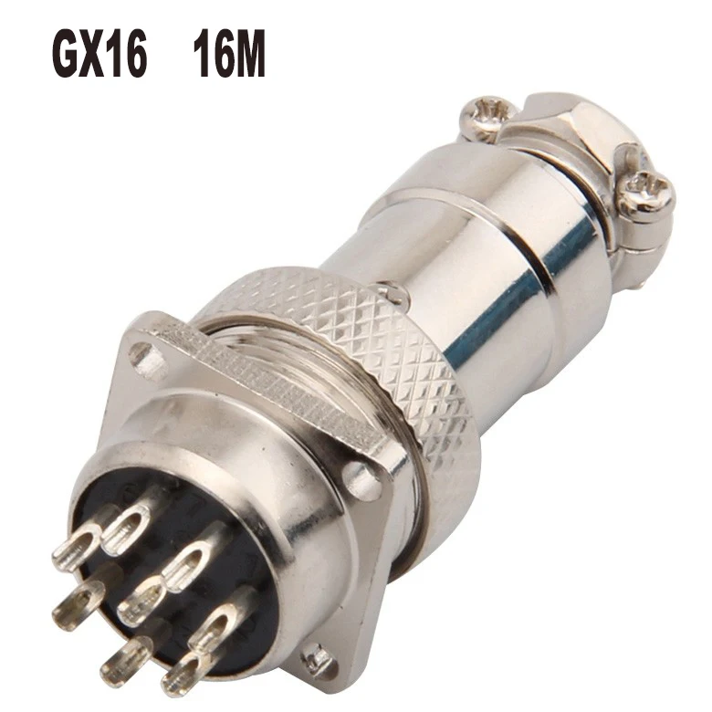 GX16-8-pin aviation plug connector 16M-8A/8H,GX16-8 square flange socket, female direct 12.5MM, male diameter 16MM,