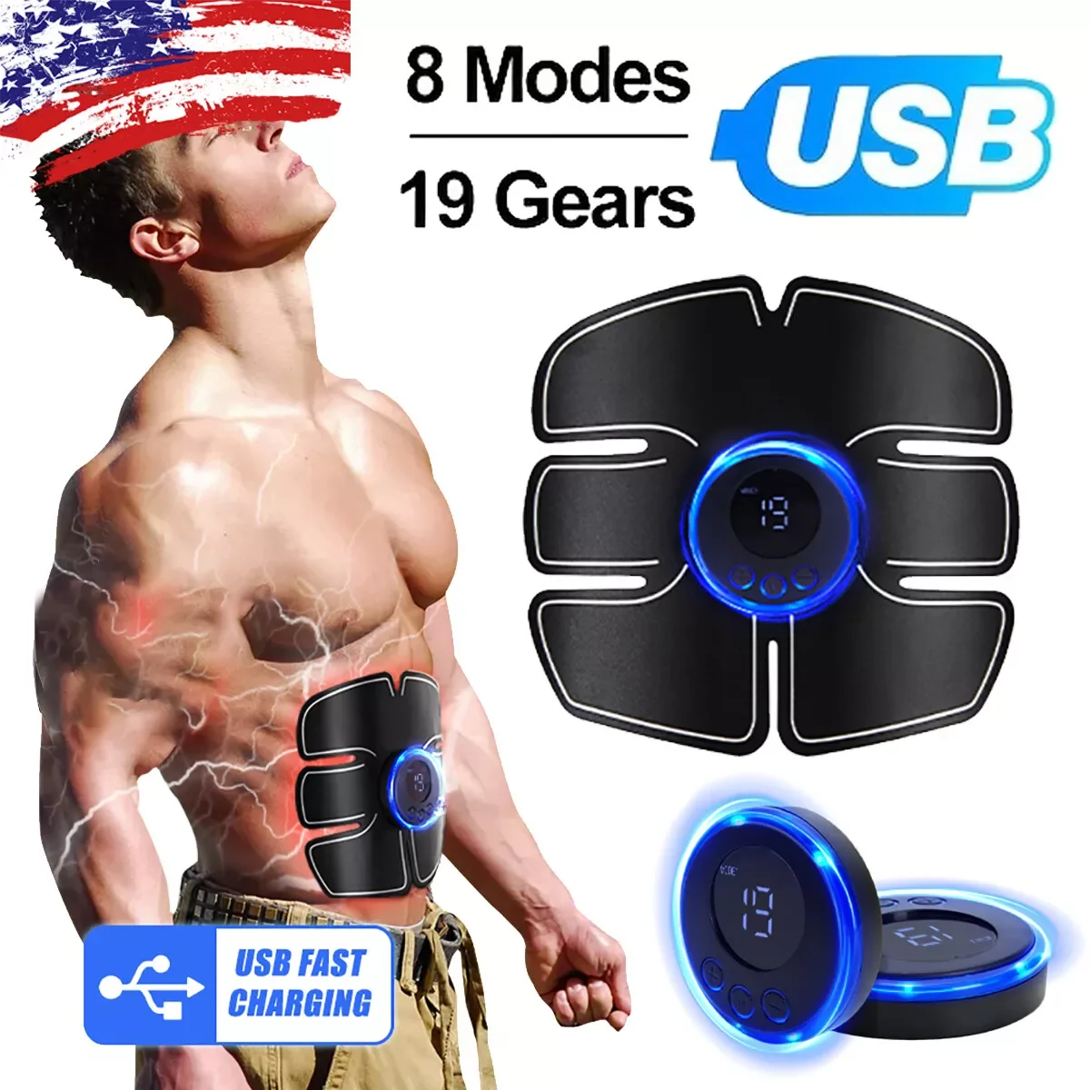 

Abdominal Exercise Muscle Stimulator Belt ABS Trainer Training 8 Modes