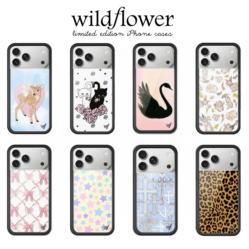 New Wildflower INS 3D WF Bow Little deer Phone Case for iPhone 17 13 12 14 15 16 Pro Max Plus Cute Rabbit Cat swan WF Cover﻿﻿﻿﻿