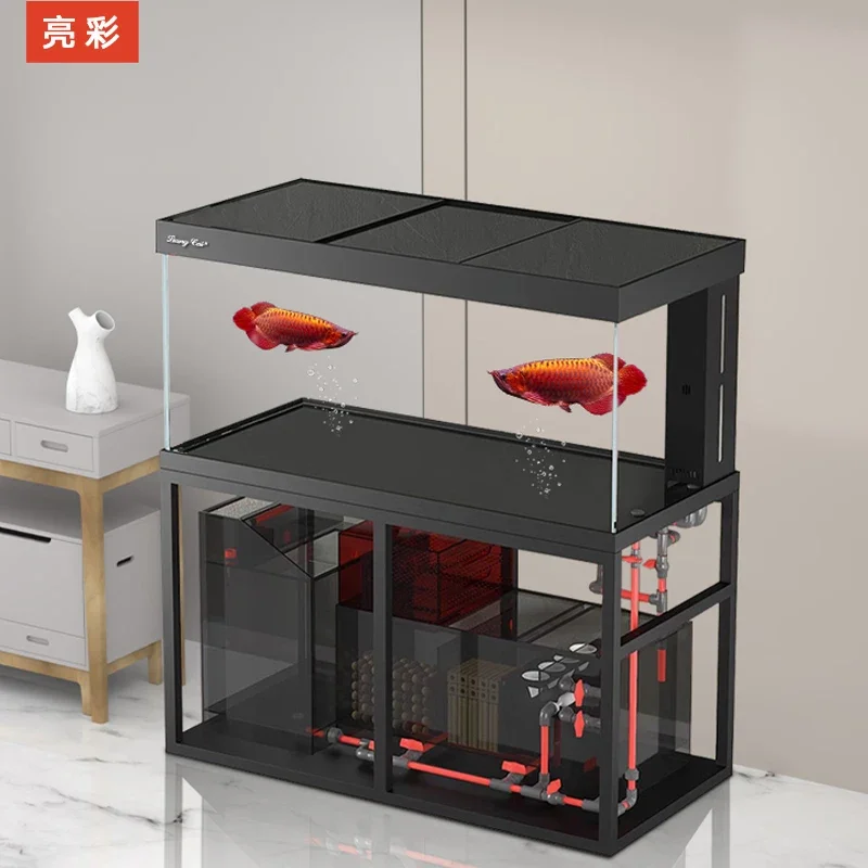 Big LED Fishing Coral Reef Tank Marine Salt Fiber Glass Aquarium with Terrarium Light Decorative Accessories for Fishkeepers