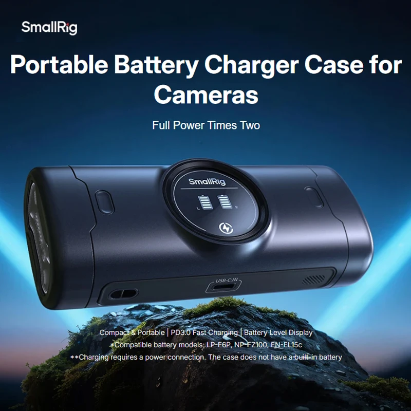 SmallRig Battery Charger Case for Cameras PD3.0 18W Fast-Charging For Sony NP-FZ100 Canon LP-E6P Nikon EN-EL15C Battery