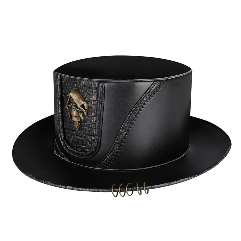 

Gothic Knight Top Hat Steampunk Hat Punk Magician Hat with Skull Adult Women Men Costume Halloween Accessories