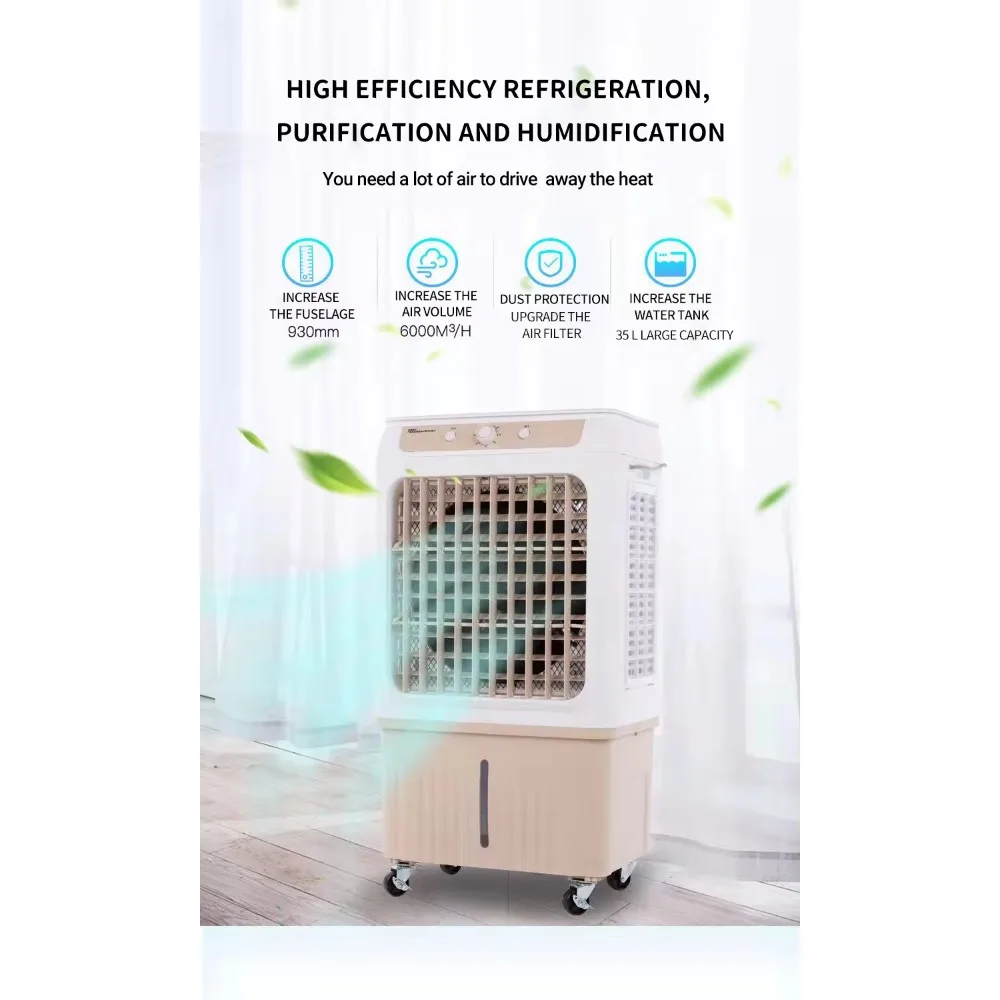 Portable Industrial Air Conditioner, Large Commercial Fan for Garage Outdoor Use, Mobile Air Cooler, Refrigeration Unit