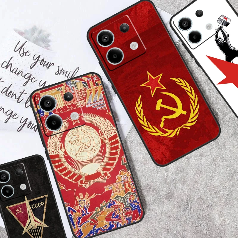 Red Soviet Union USSR Flag Case For Redmi Note 13 Pro Plus 9 10 11 12 Pro 10S 11S 12S Redmi 12 9C 10C 12C 13C Cover