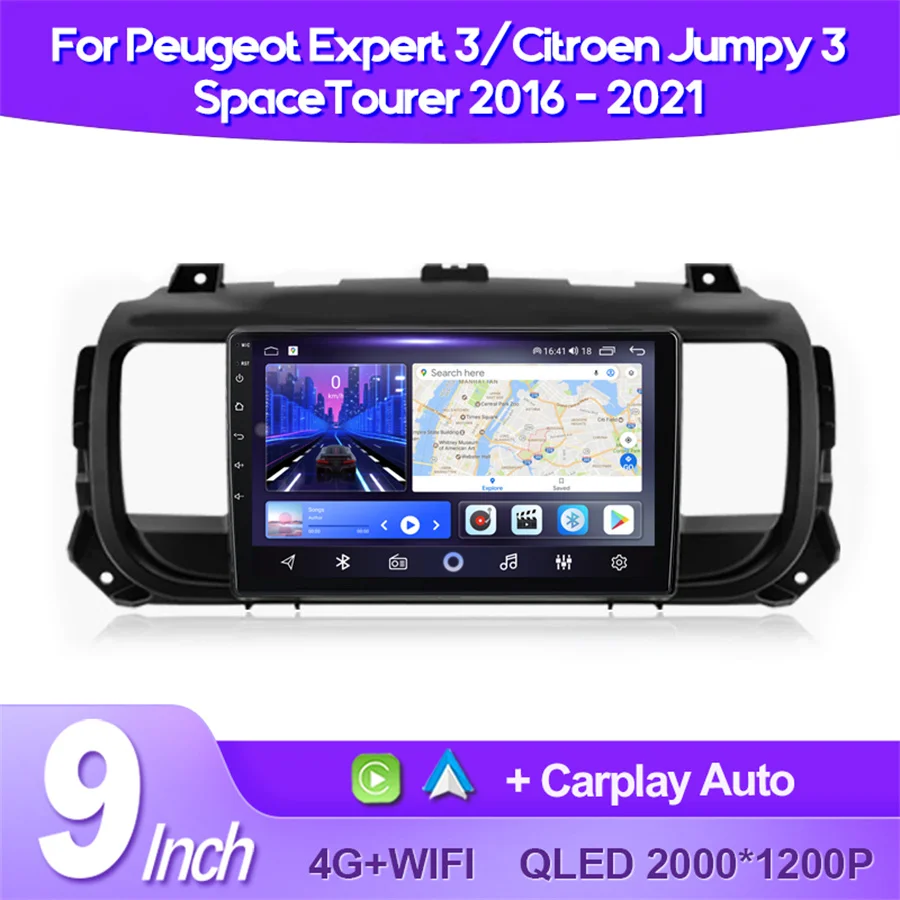 

QSZN For Peugeot Expert 3 Citroen Jumpy SpaceTourer 2016-2021 Car Radio AI Voice 4G CarPlay Android Auto Multimedia Video Player