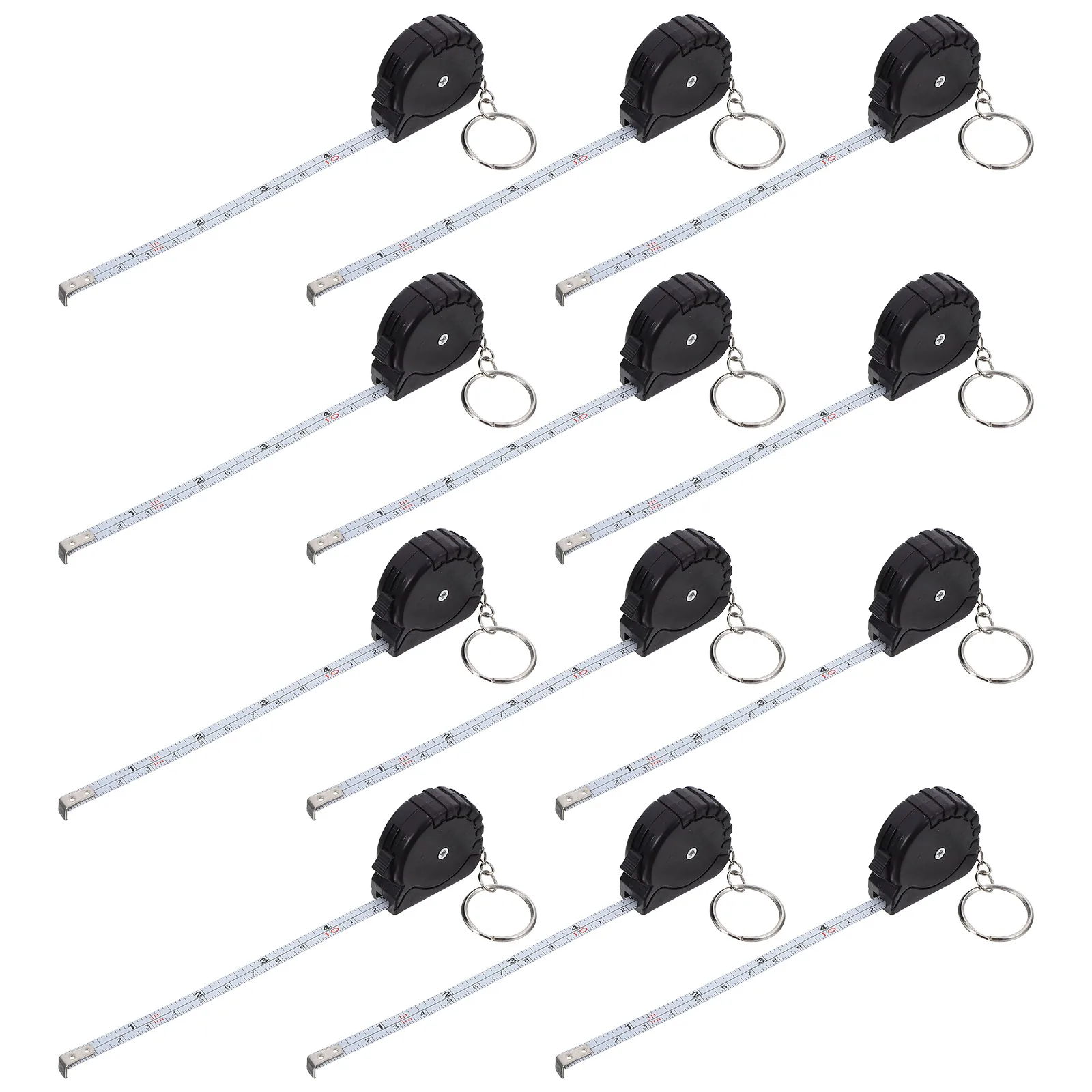 

12pcs Steel Tape Measure Keychain Mini Retractable Tool Small Bulk Pocket Size ABS Steel Material Bright Color Easy Carrying