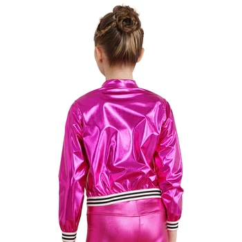 Girls Sequin Dance Jacket 4 Kids Girls Shiny Sequins Hip Hop Jazz Dance Jacket Long Sleeve Zipper Bomber Coat Outerwear Disco Stage Performance Streetwear 4