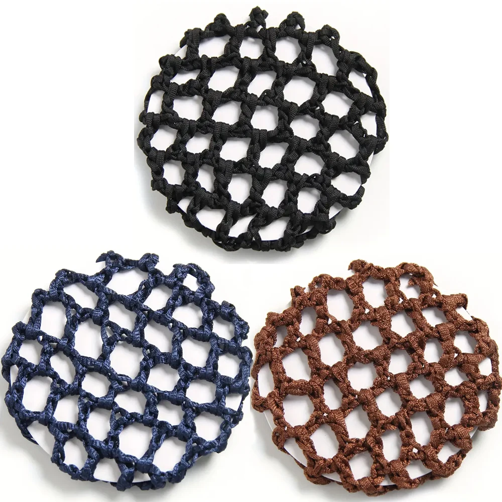 3/1 PCS Rede de cabelo de renda elegante para mulheres – super elástica, perfeita para penteados de coque e roupas casuais, preto/azul