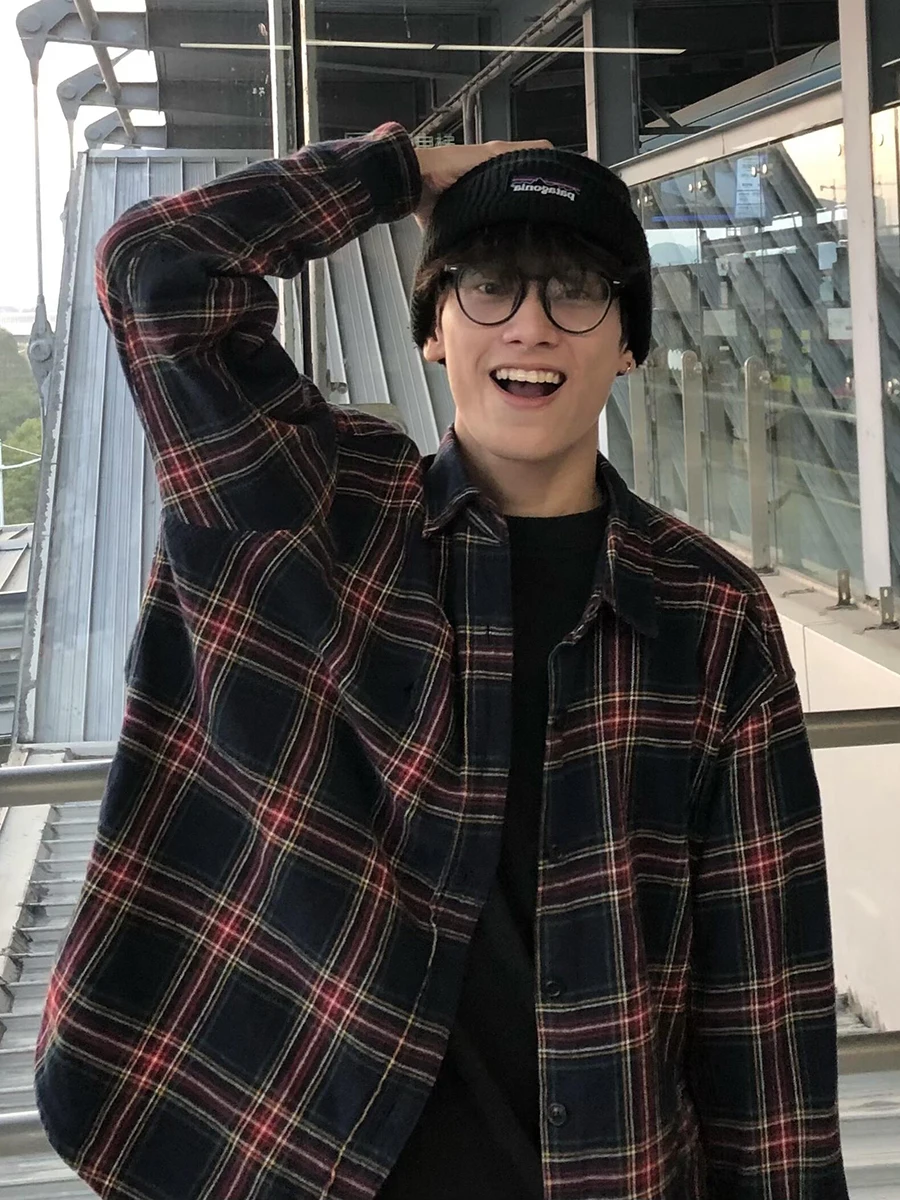 

Мужская рубашка Cleanfit в клетку с длинным рукавом, синяя, весна-осень, дышащая, влагоотводящая, для весны-лета