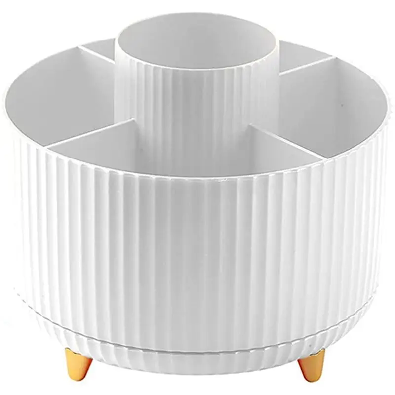 【ELEVATE LIFE】5 Slots 360°Degree Rotating Organizers for Desk, Cute Pencil Cup Pot for , School, Home, (White) ABDD