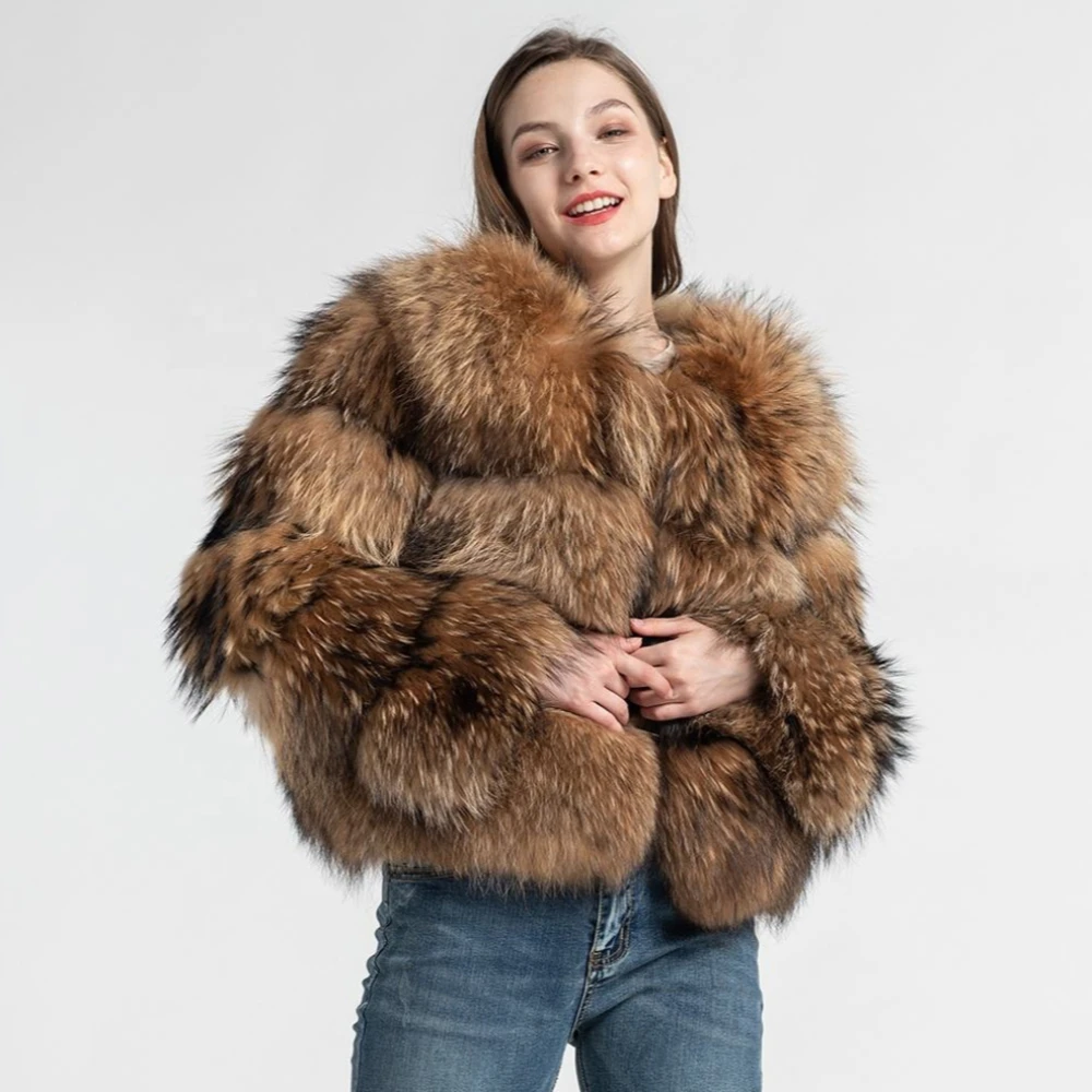 Real Raccoon Fur Jacket Women 2026 Winter Natural Fox Fur Outerwear Fur Coat Fox Fur Coat Thick Warm Luxury Jacket Female