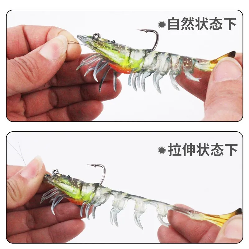 Wholesale Luer Soft Lure Soft Shrimp Prawn Luminous Lure Pack Lead Shrimp Bait Luminous with Hook Bait3Only